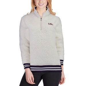 LSU Tigers Women’s Varsity Banded Sherpa Quarter-Zip Pullover Jacket- Cream